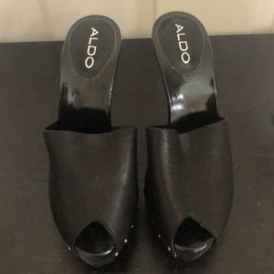 Aldo Black Leather Heels